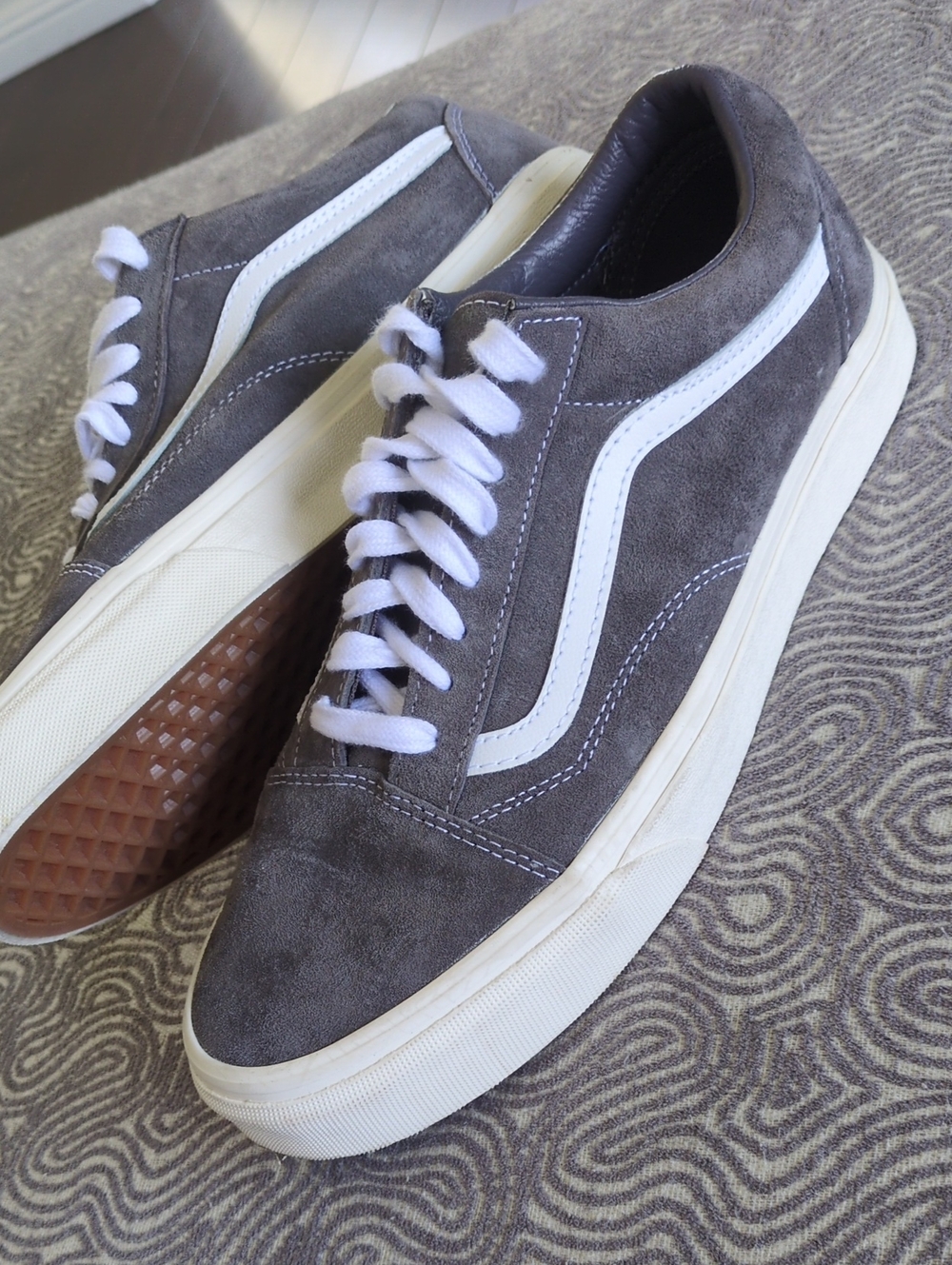 Vans Grey Suede Old Skool Sneakers with White Stripe